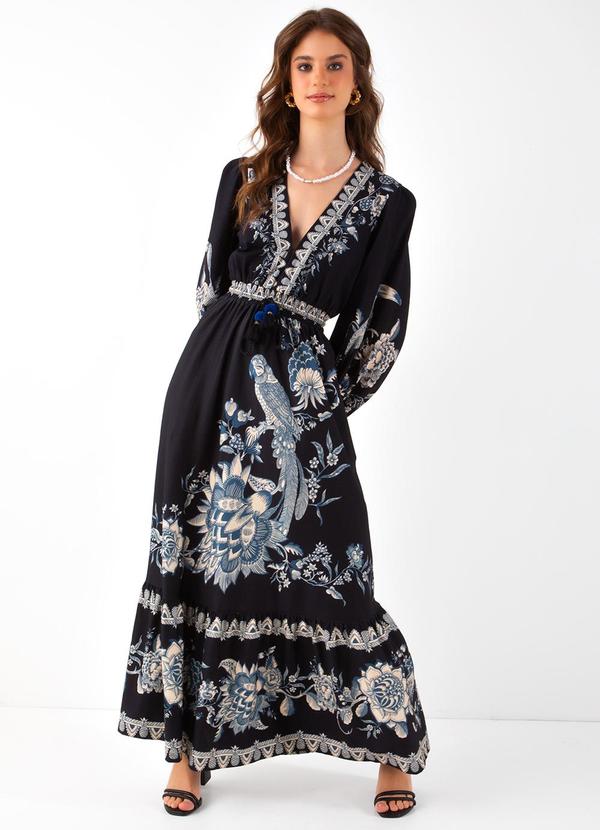 Farm - Vestido Cropped Pouso Tropical Preto