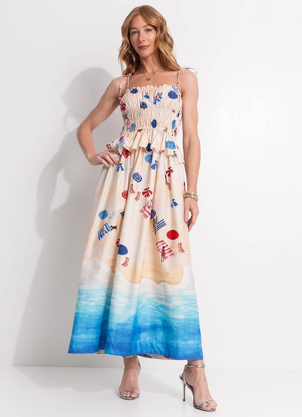 Farm - Vestido Cropped Praia do Poá Bege 3