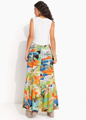 Farm - Vestido Cropped Regata Araras Galho Off White - FARM