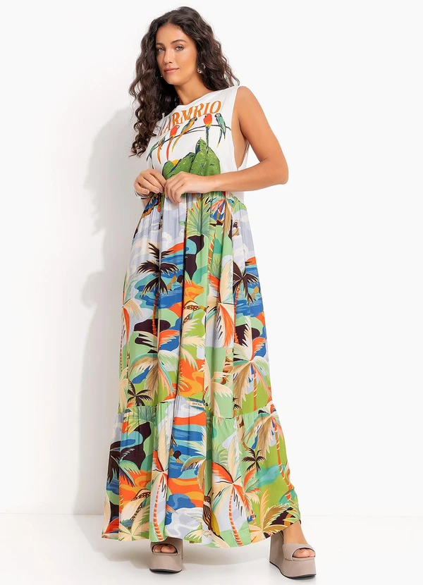 Farm - Vestido Cropped Regata Araras Galho Off White 3