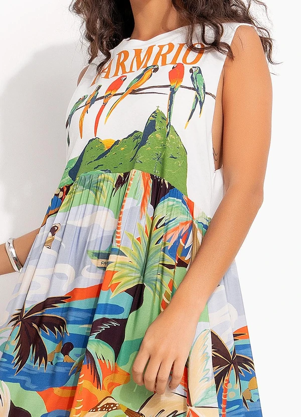 Farm - Vestido Cropped Regata Araras Galho Off White 4