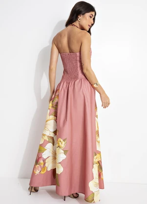 Farm - Vestido Cropped Romance de Flor Rosa - FARM