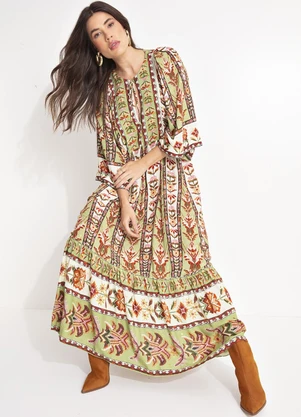 Farm - Vestido Cropped Tapete de Cor Verde - FARM