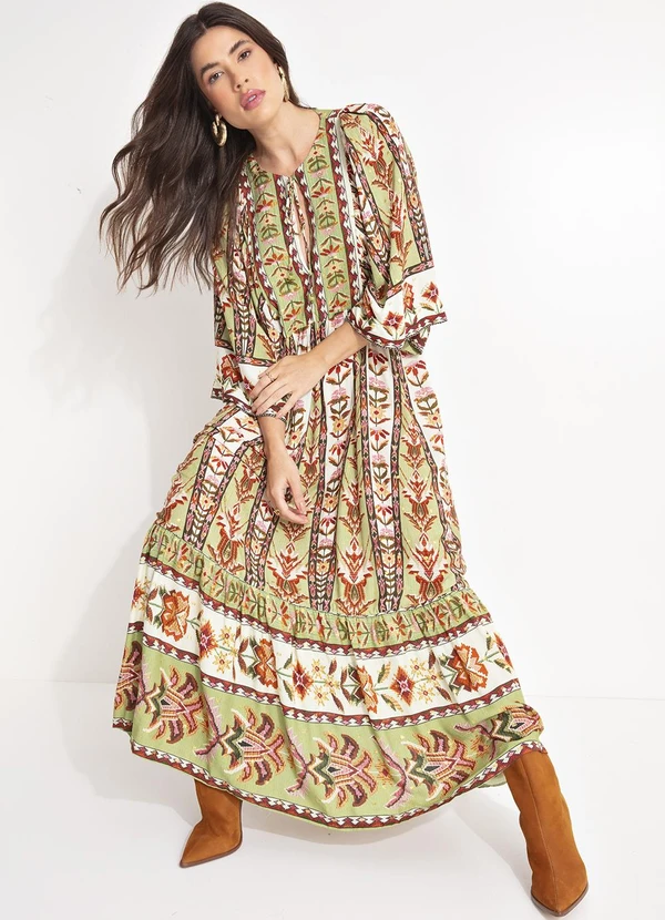 Farm - Vestido Cropped Tapete de Cor Verde