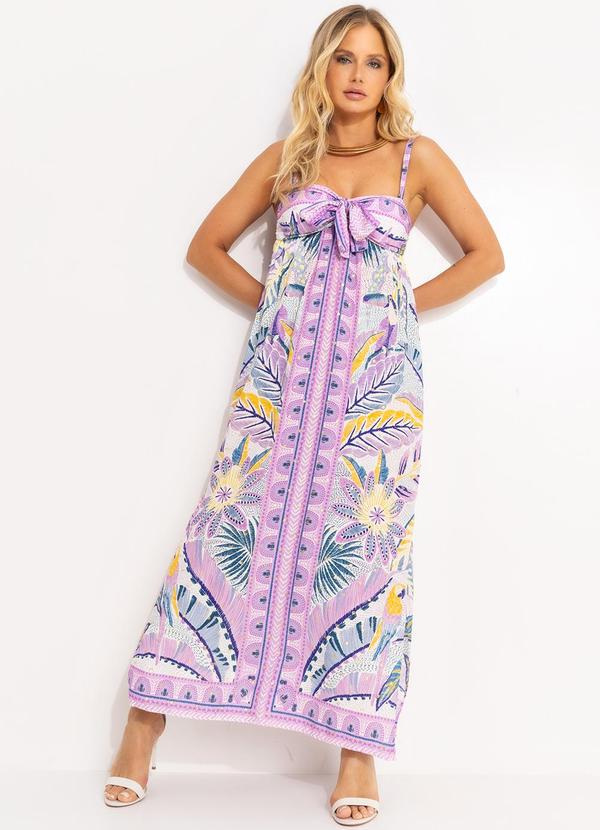 Farm - Vestido Cropped Tapete de Tucano Roxo