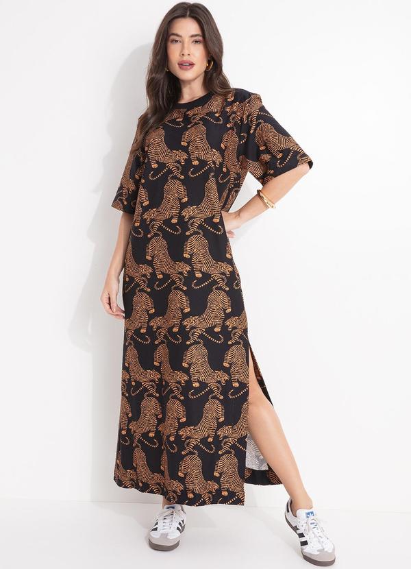 Farm - Vestido Cropped Tigres Preto