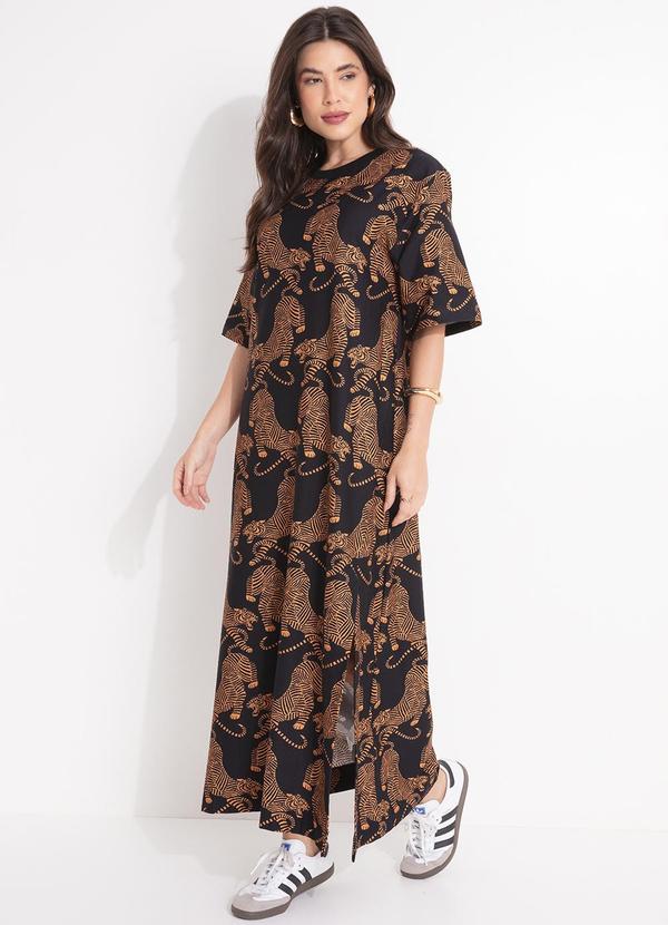 Farm - Vestido Cropped Tigres Preto 3