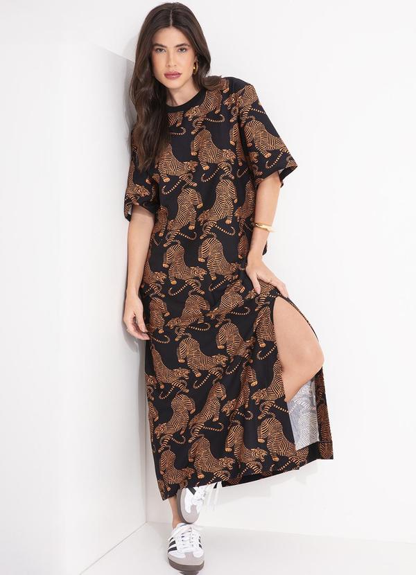 Farm - Vestido Cropped Tigres Preto 4