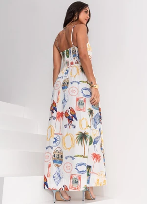 Farm - Vestido Cropped Tropical Vintage Off White - FARM
