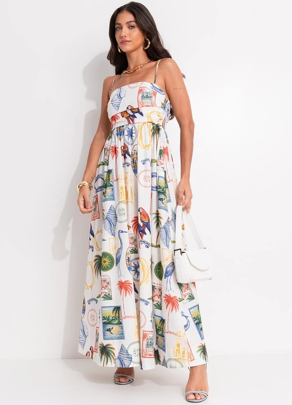 Farm - Vestido Cropped Tropical Vintage Off White 3