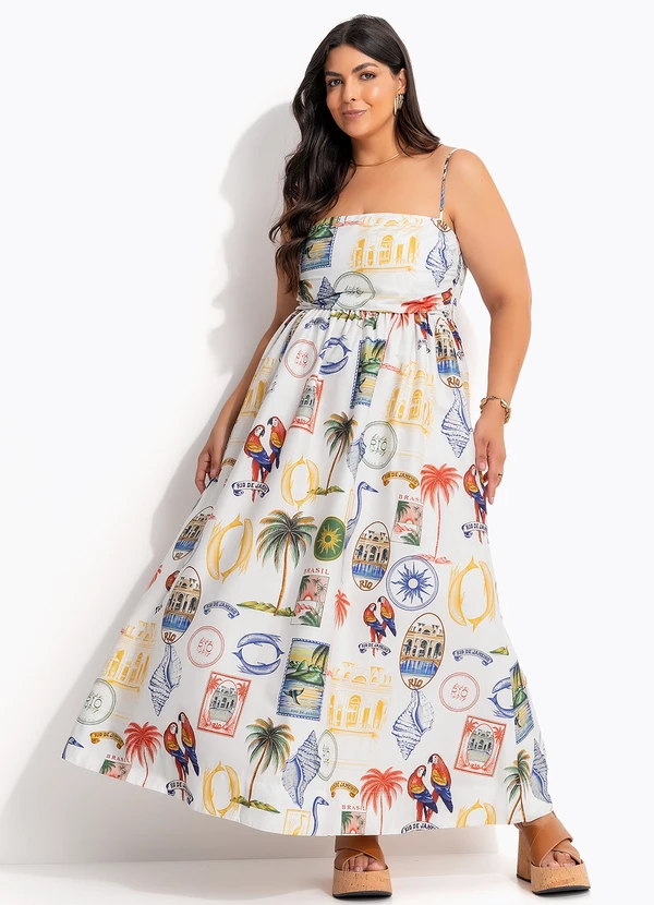 Farm - Vestido Cropped Tropical Vintage Off White 7