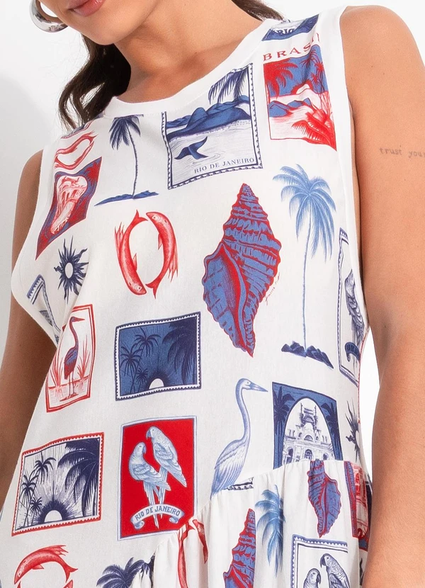 Farm - Vestido Cropped Tropical Vintage Off White 4