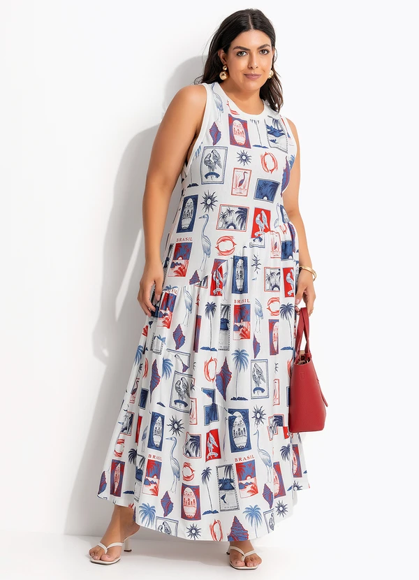 Farm - Vestido Cropped Tropical Vintage Off White 9