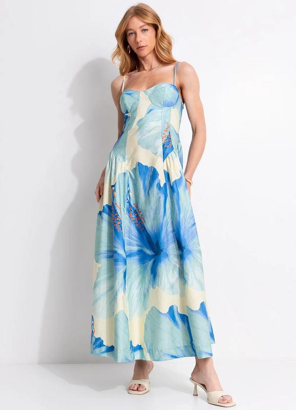 Farm - Vestido Cropped Vestida de Flor Azul