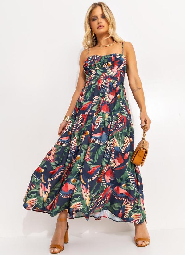 Farm - Vestido Cropped Voo dos Pássaros Azul