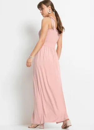 Outlet - Vestido de Alça Longo Rosa Claro - OUTLET