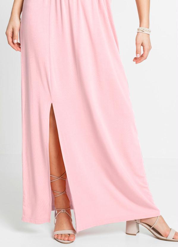 Queima Estoque - Vestido de Alça Longo Rosa Claro 4