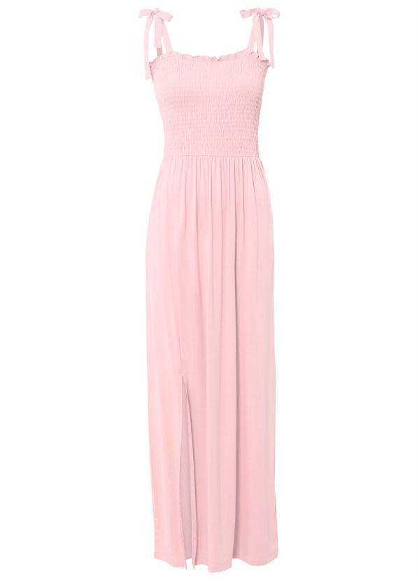 Queima Estoque - Vestido de Alça Longo Rosa Claro 5