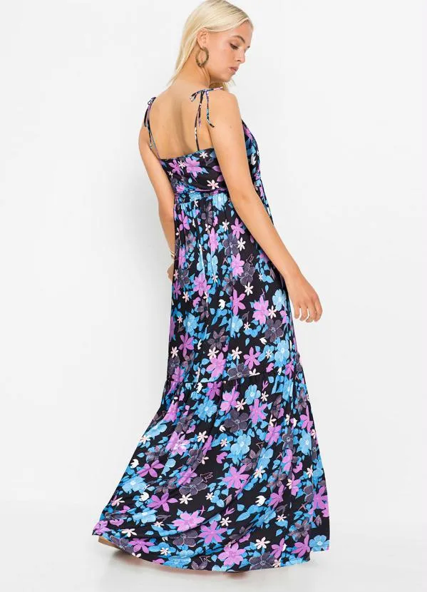 Queima Estoque - Vestido de Alcinha Longo Floral Dark 2