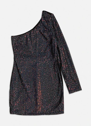 Authoria - Vestido de Paetê Assimétrico Rosa - AUTHORIA