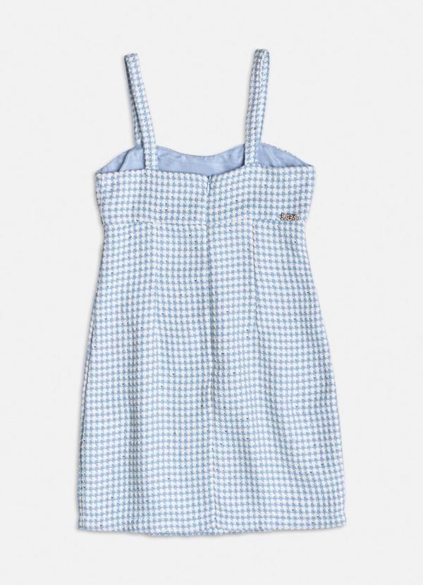 Authoria - Vestido de Tweed Pied Poule Azul com Strass Azul 2