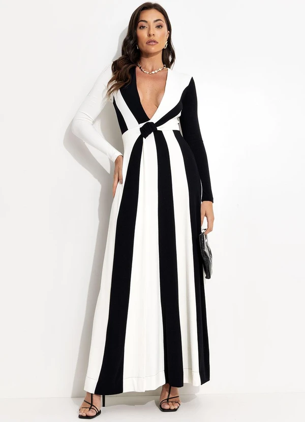 Farm - Vestido Decote Crepe Preto