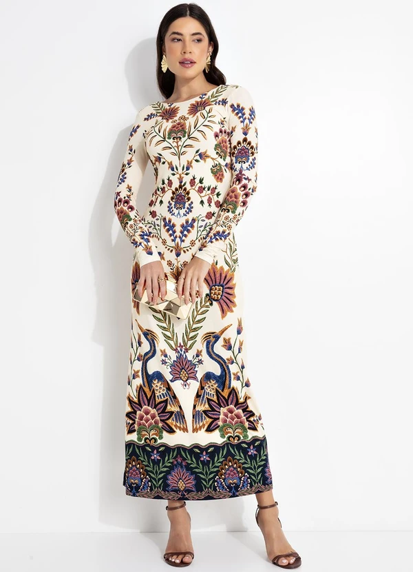 Farm - Vestido Decote U Costa Jardim Maravilhoso Bege 3