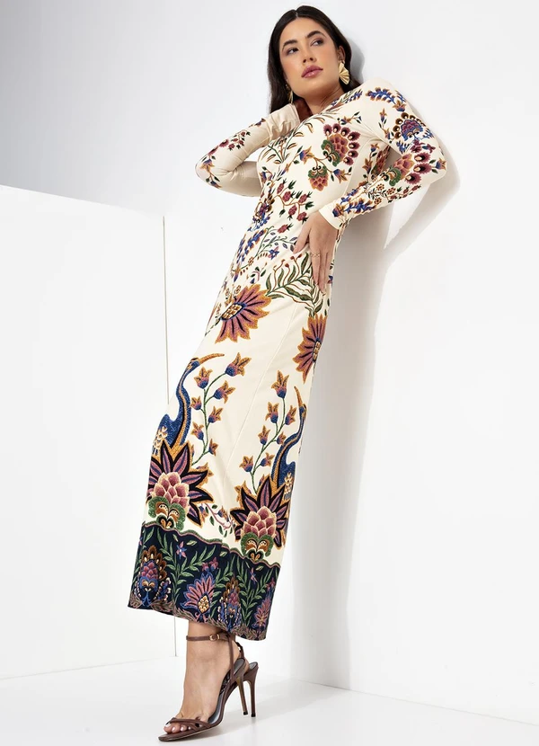 Farm - Vestido Decote U Costa Jardim Maravilhoso Bege 4