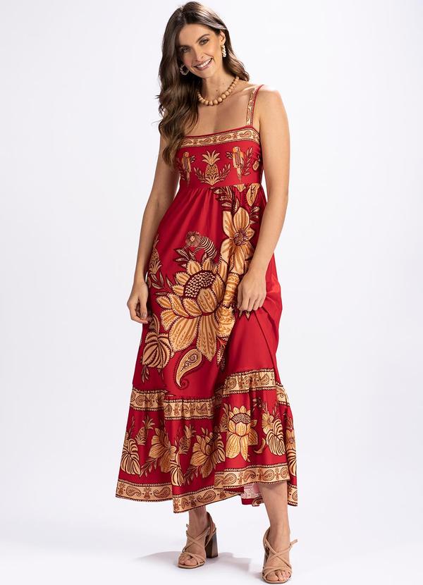 Farm - Vestido em Malha Floral Bloom Vermelho