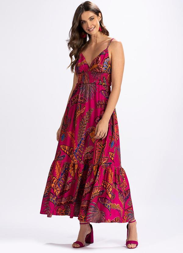 Farm - Vestido em Malha Folha Cool Rosa