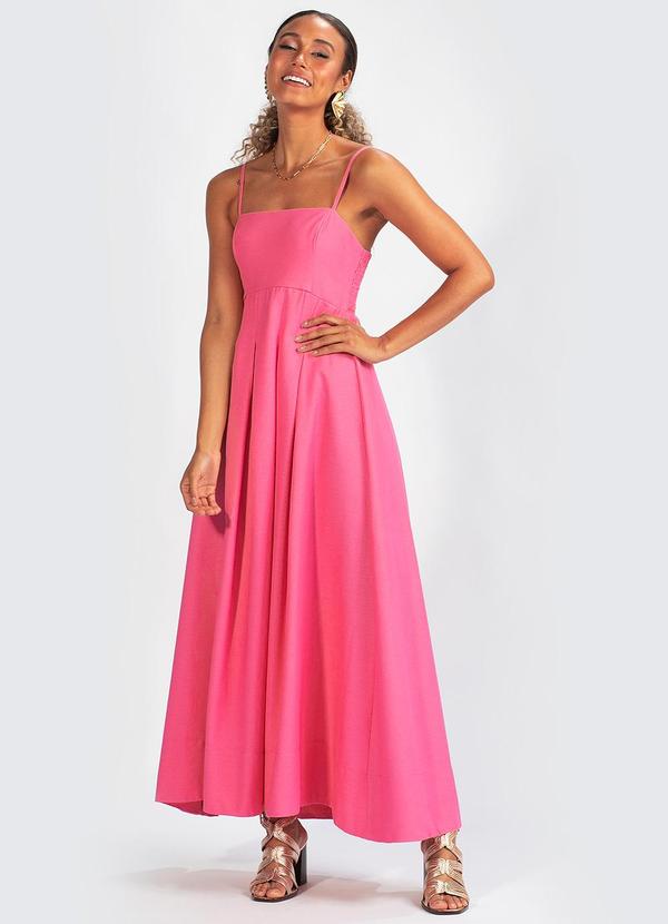 Farm - Vestido em Viscolinho Rosa