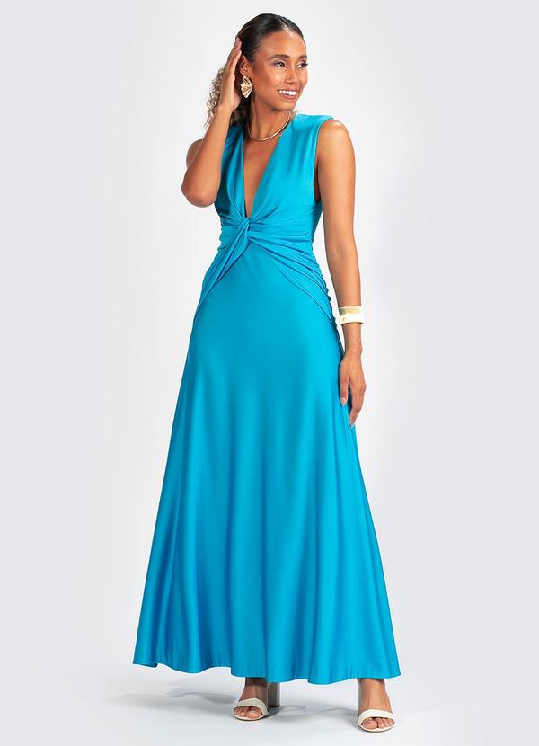 Farm - Vestido em Viscose Azul