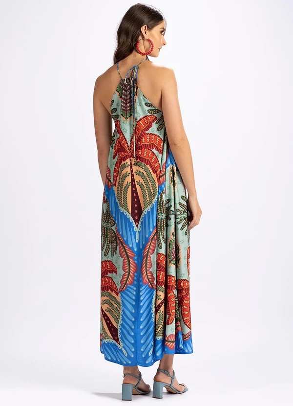 Farm - Vestido em Viscose Lenço Beleza Azul 2