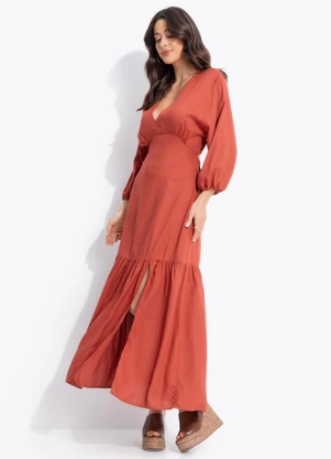 Colcci - Vestido em Viscose Marrom - COLCCI