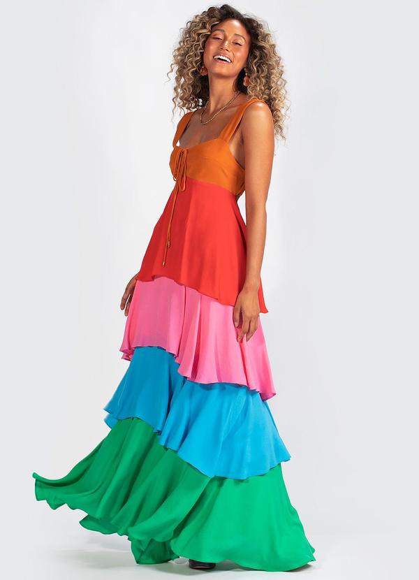 Farm - Vestido em Viscose Multicores