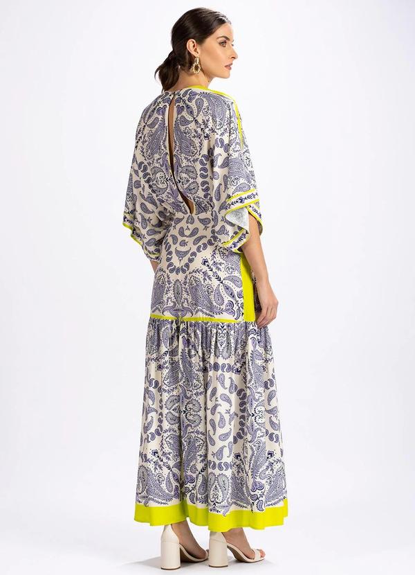 Farm - Vestido em Viscose Peixe Paisley Bege 3