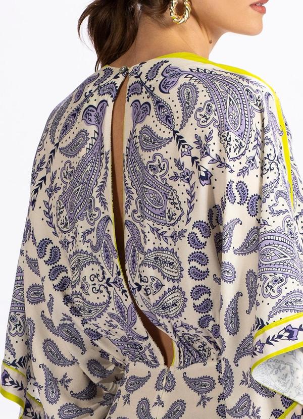 Farm - Vestido em Viscose Peixe Paisley Bege 4