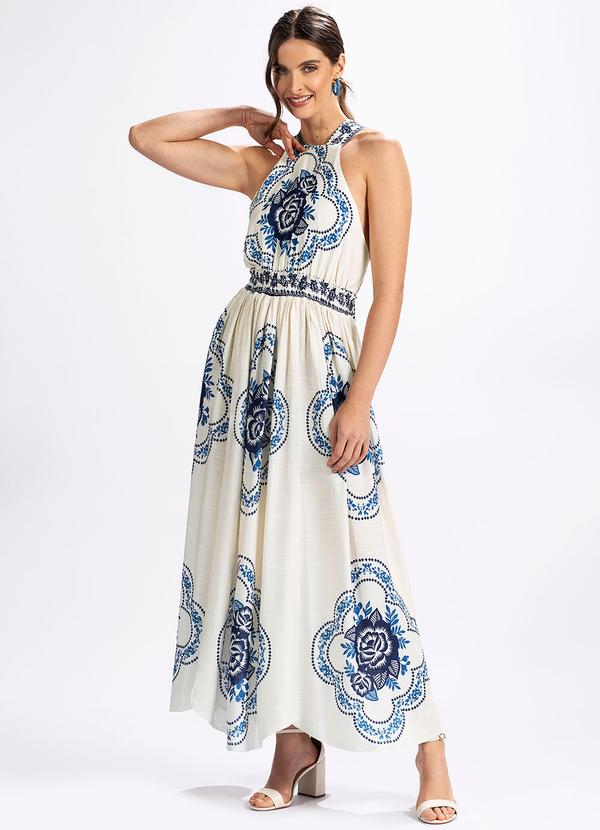 Farm - Vestido em Viscose Renda de Verão Bege