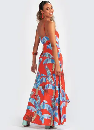 Farm - Vestido em Viscose Selva Doce Laranja - FARM