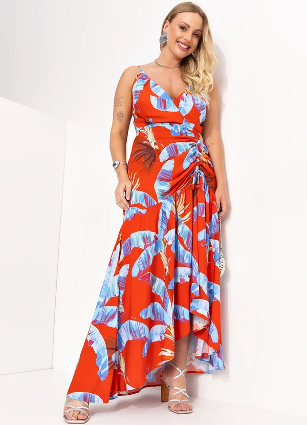 Farm - Vestido em Viscose Selva Doce Laranja 7