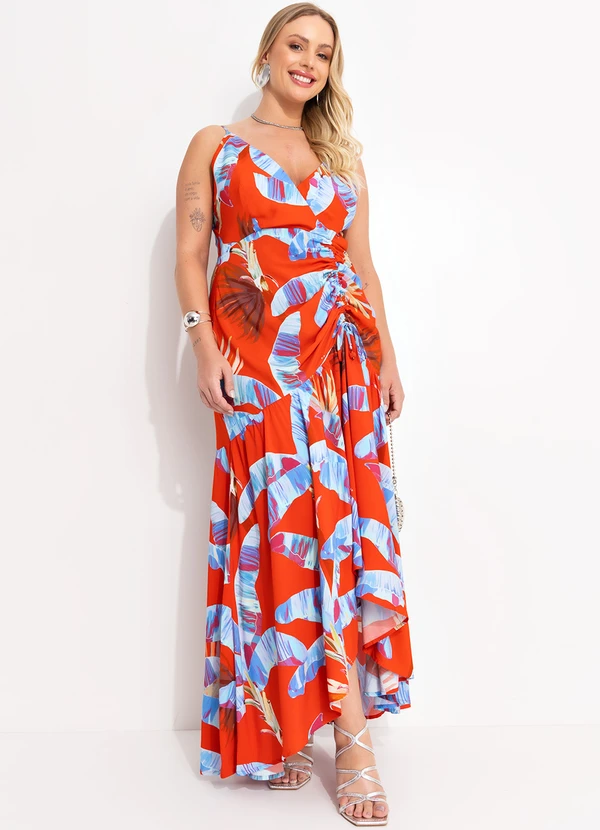 Farm - Vestido em Viscose Selva Doce Laranja 10