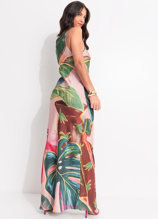 Farm - Vestido Enviesado Piscina Tropical Rosa 2