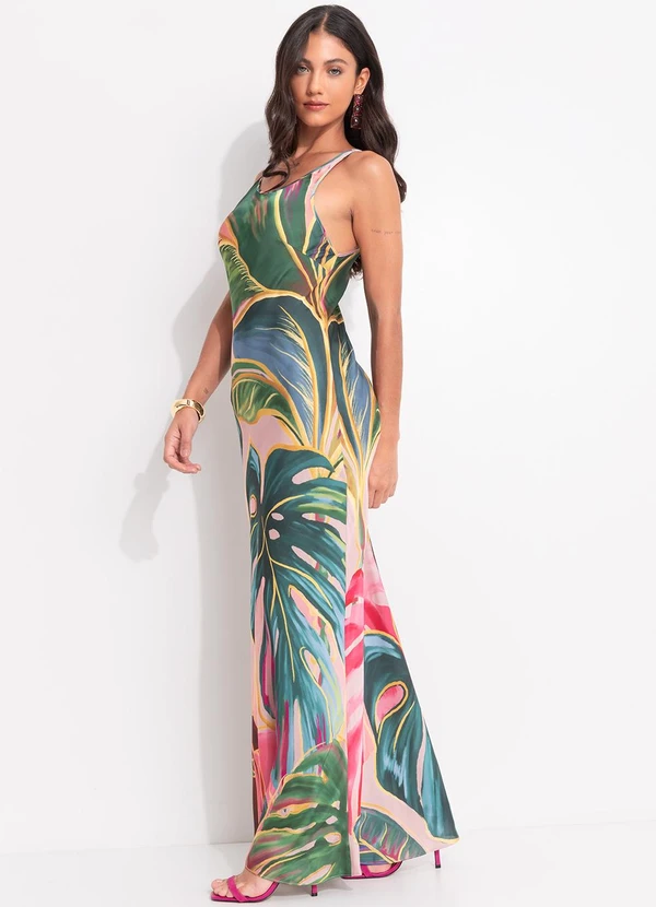 Farm - Vestido Enviesado Piscina Tropical Rosa 3