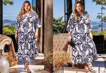 Vestido tnico Azul em Malha Fria