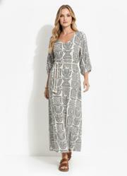 Vestido �tnico Verde em Malha de Viscose