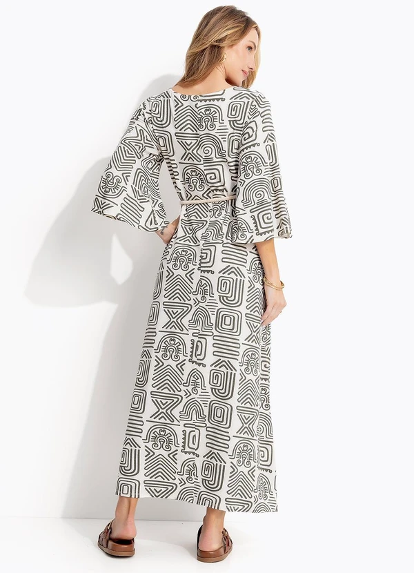 Quintess - Vestido Étnico Verde em Malha de Viscose 7