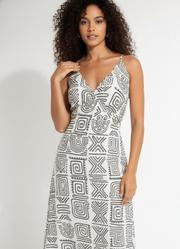 Vestido �tnico Verde em Malha de Viscose