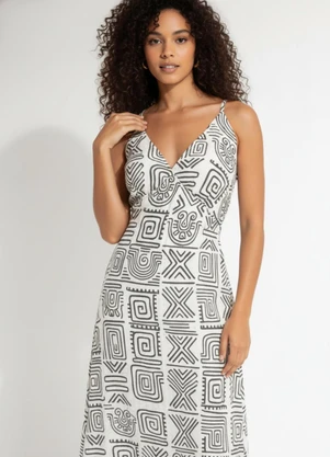 Quintess - Vestido Étnico Verde em Malha de Viscose - QUINTESS