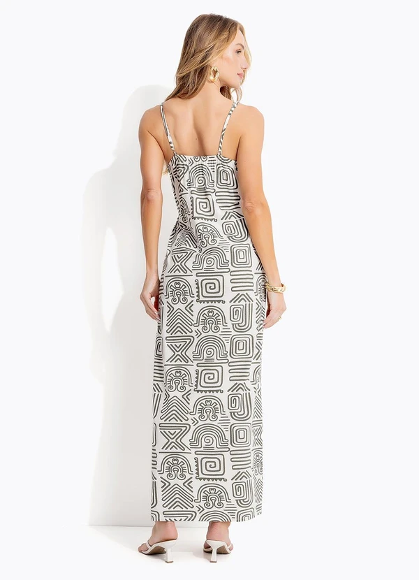 Quintess - Vestido Étnico Verde em Malha de Viscose 2