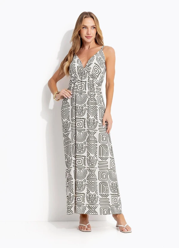 Quintess - Vestido Étnico Verde em Malha de Viscose 9